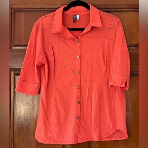 Ibex merino Button Down Shirt women’s large, coral